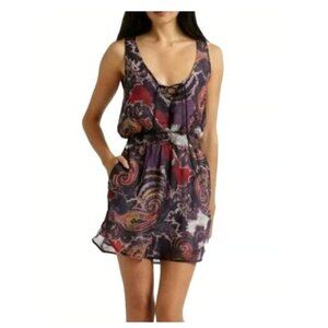 FREE PEOPLE Falling for Georgette Lace Up Mini Dress Paisley Pockets Size XS